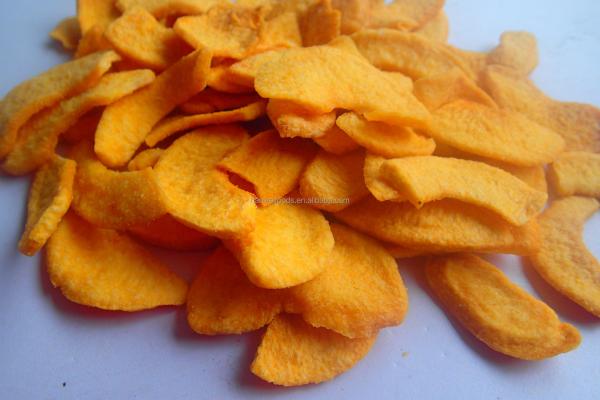 Vácuo por atacado Fried Fruits Snacks para microplaquetas amarelas friáveis do pêssego do vegetariano dos adultos das crianças