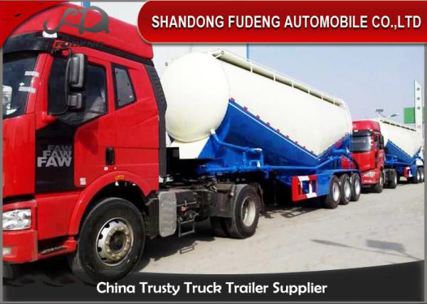 V / W Shape 80 Ton Bulk Cement Semi Trailer For Carrying Cement ,  Powder , Silos