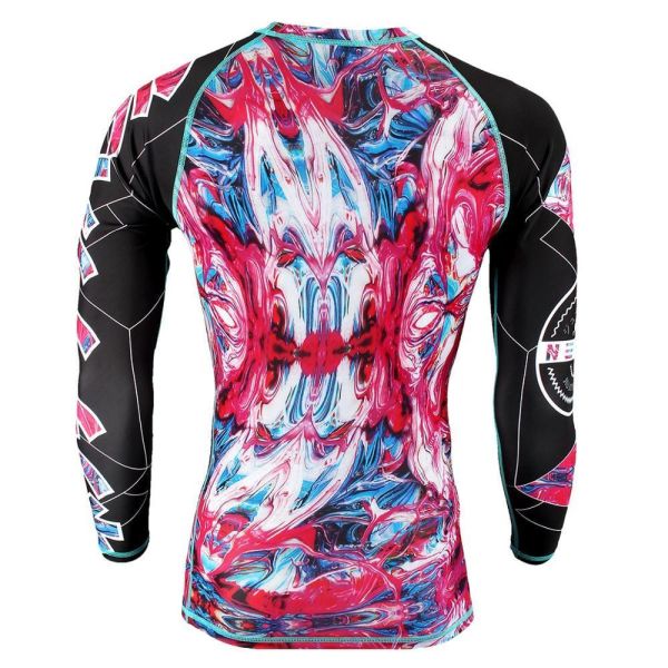 No Gi Sublimated Long Sleeve Rashguard with Digital Print and 220 gsm Fabric Weight for Quick Dry Compression Wear