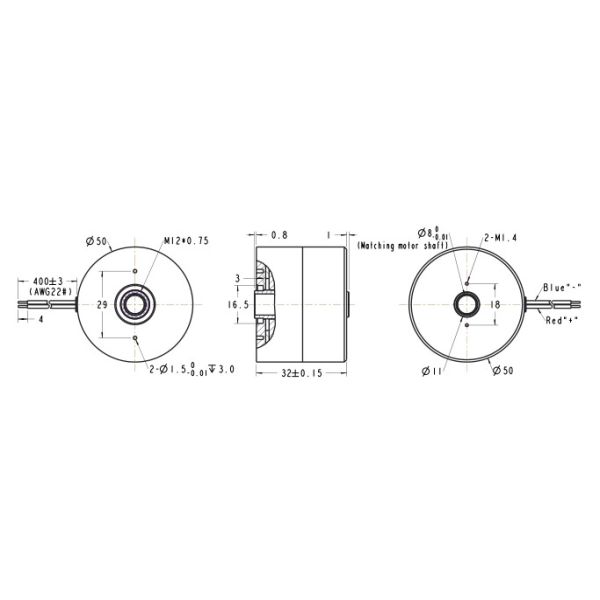 Electromagnetic DC Motor Brake 32mm Length 18.6W 8000 Rpm Speed