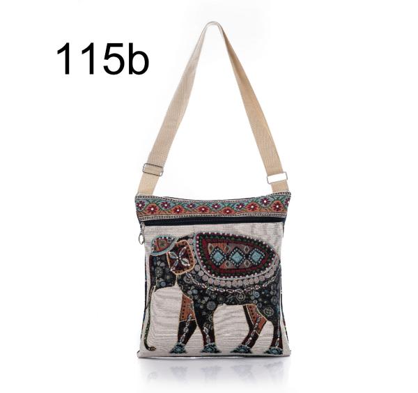 Embroidered handbag casual shoulder Messenger backpack cute female elephant printing woven bag lady
