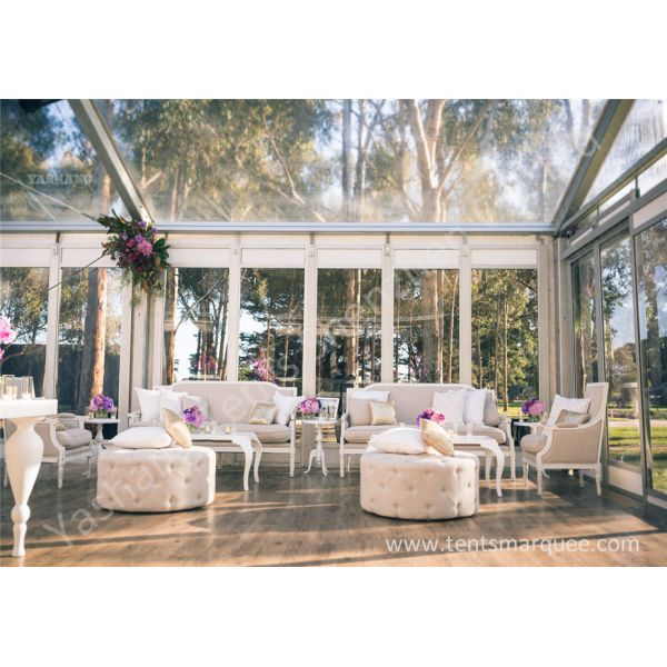 Tailor Made Transparent Glass Wall Outdoor Luxury Wedding Tents With Gorgeous Ornaments