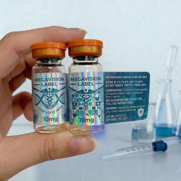 OEM ODM Custom 5ml 10ml Vial Labels Chemical Resistant Vinyl Sticker for Lab Research Vials Glass Bottle Packaging Labels