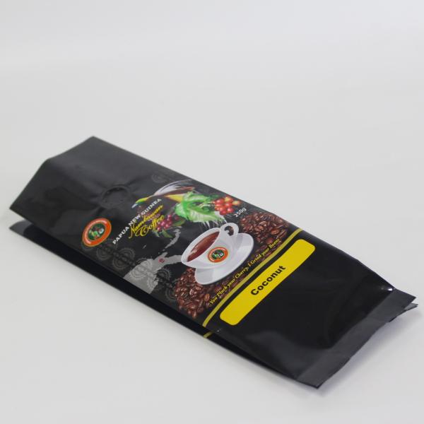 Glossy Surface Mylar Side Gusset Plastic Coffee Bean Bag Pouch With Valve