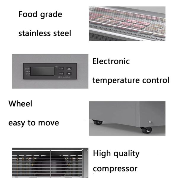 Customizable Meat Display Cooler Lighting Adjustable Meat Display Refrigerator