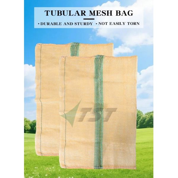 Beige Color Drawstring Polypropylene Leno Mesh Bag 50kg Potato Onion Bags For Storage