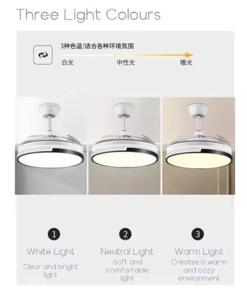 Control remoto LED, luces de ventilador de techo, moderno ventilador de techo invisible LED con luz