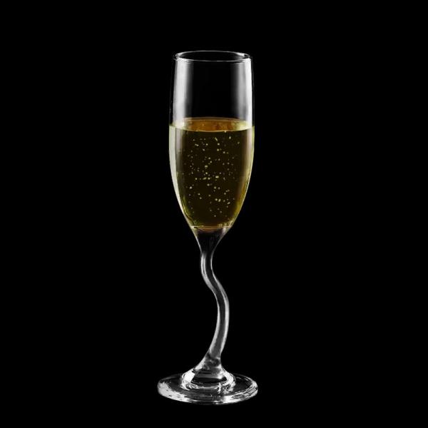 Clear Bulk Glassware Hand-Blown Crystal Champagne Flutes 7.5oz (Set of 6) for Hospitality/Gifting