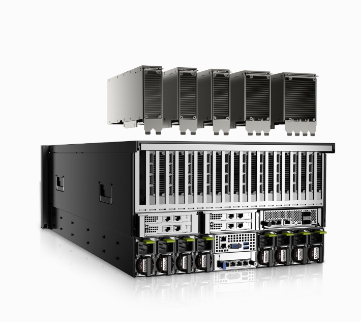 FusionServer G6550 V8 6U AI server with 5th Gen AMD EPYC™ 9005 Series processors, 10 dual-width GPU accelerator cards, and 24 DDR5 DIMM slots