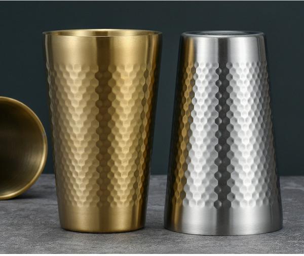 Double Wall Stainless Steel Cups Mug For Beer Coffee Drinking 5oz 450ml