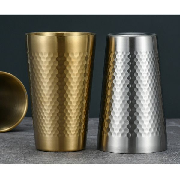 Double Wall Stainless Steel Cups Mug For Beer Coffee Drinking 5oz 450ml