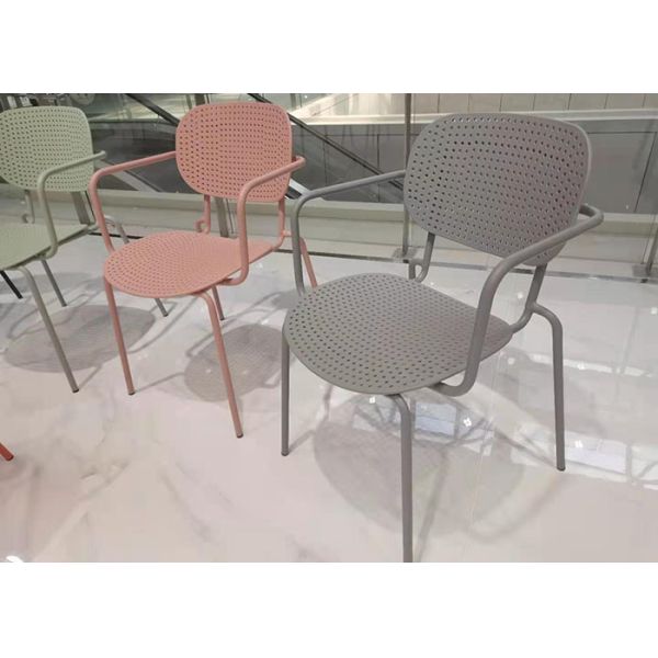 Orange Metal Leg Dining Chairs PP Polypropylene Living Room Armchair