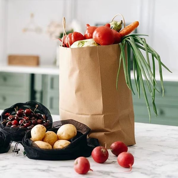 Assorted Size Reusable Brown Kraft Paper Bag with Handle for Small Business, Shopping Bags and Party Favor Bags