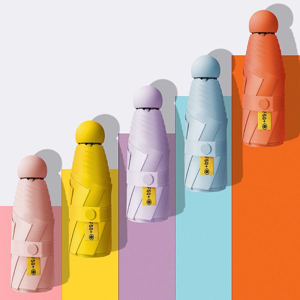 5 Folding Sunshade Small Pocket Sunny and Rainy Umbrella Women Dual- Sunscreen Design