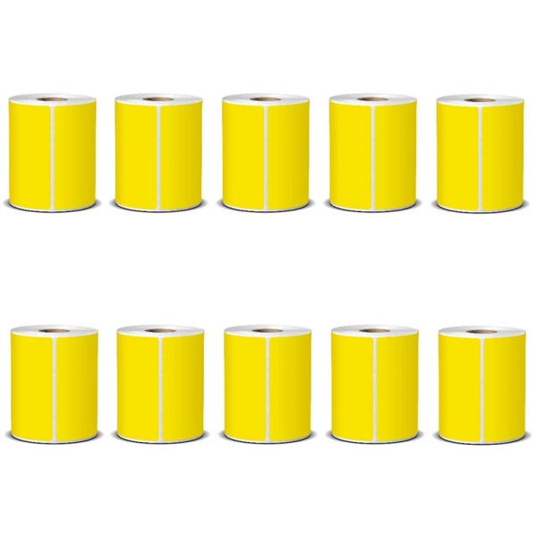 Custom Yellow Thermal Barcode Paper Roll Adhesive Sticker 58mm