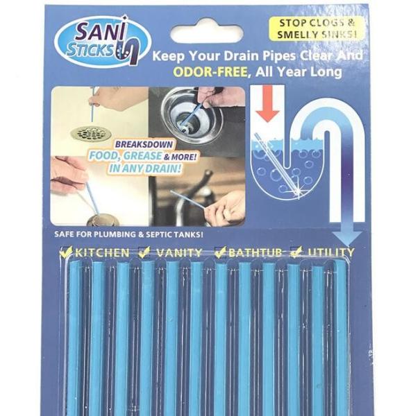 12pcs/bag Sani Pipeline Kitchen Toilet Bathtub Decontamination Rod Sticks Sewer Cleaning and Deodorizer Unscented