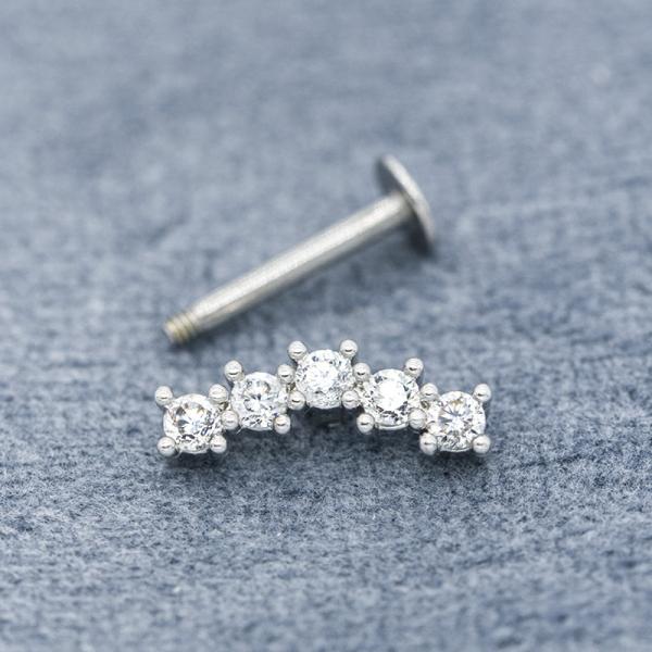 o zircão cirúrgico da joia 5pcs do corpo 316L de aço apedreja brincos do parafuso prisioneiro de Labret