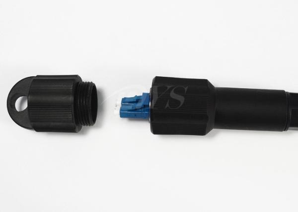 Black Waterproof ODLC / PDLC Fiber Optic Patch Cord , High shock