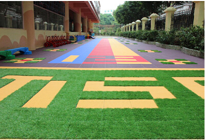 Outdoor Interlocking Rubber Floor Tiles Kindergarten Playground Plastic Flooring