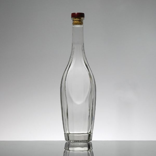 Engraved Super Flint Glass Alcohol Jar 750ml Bulk Liquor Glass Bottle with Cork 1 Liter