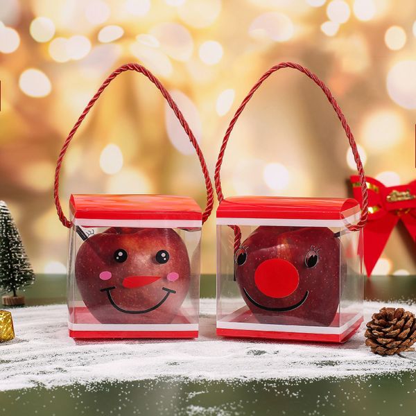 Cajas de manzanas de caramelo plegables PET transparentes para el embalaje de regalos personalizados de Navidad