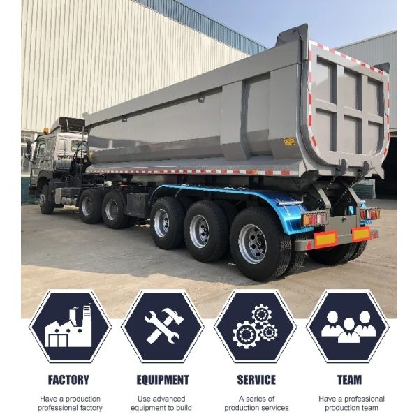 Direct Special Transport Steel 50 Ton 3 Axle Dump Semi Trailer with 12r22.5 Tires