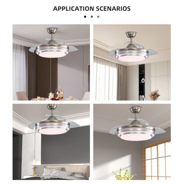 Super Bright  5000K 65W 42 Inch Flush Mount Ceiling Fan With Light retractable