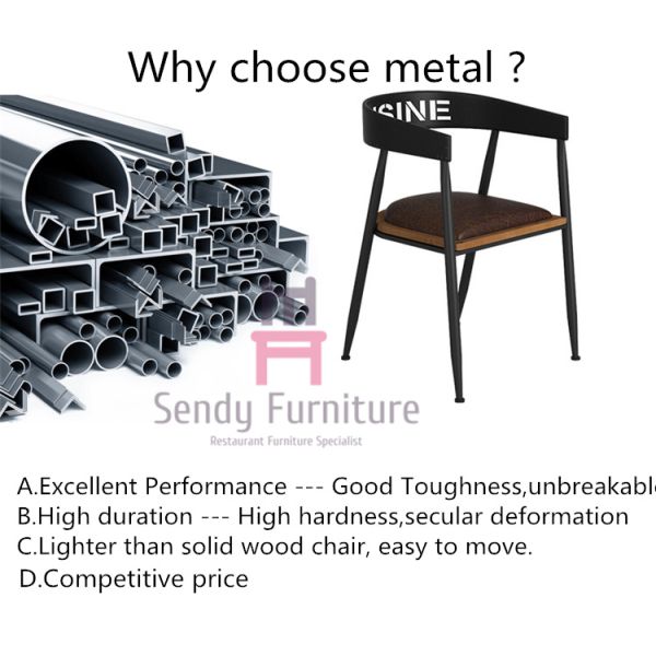 Кожа и металл просторной квартиры обедая стулья, промышленный черный металл обедая стулья с оружиями