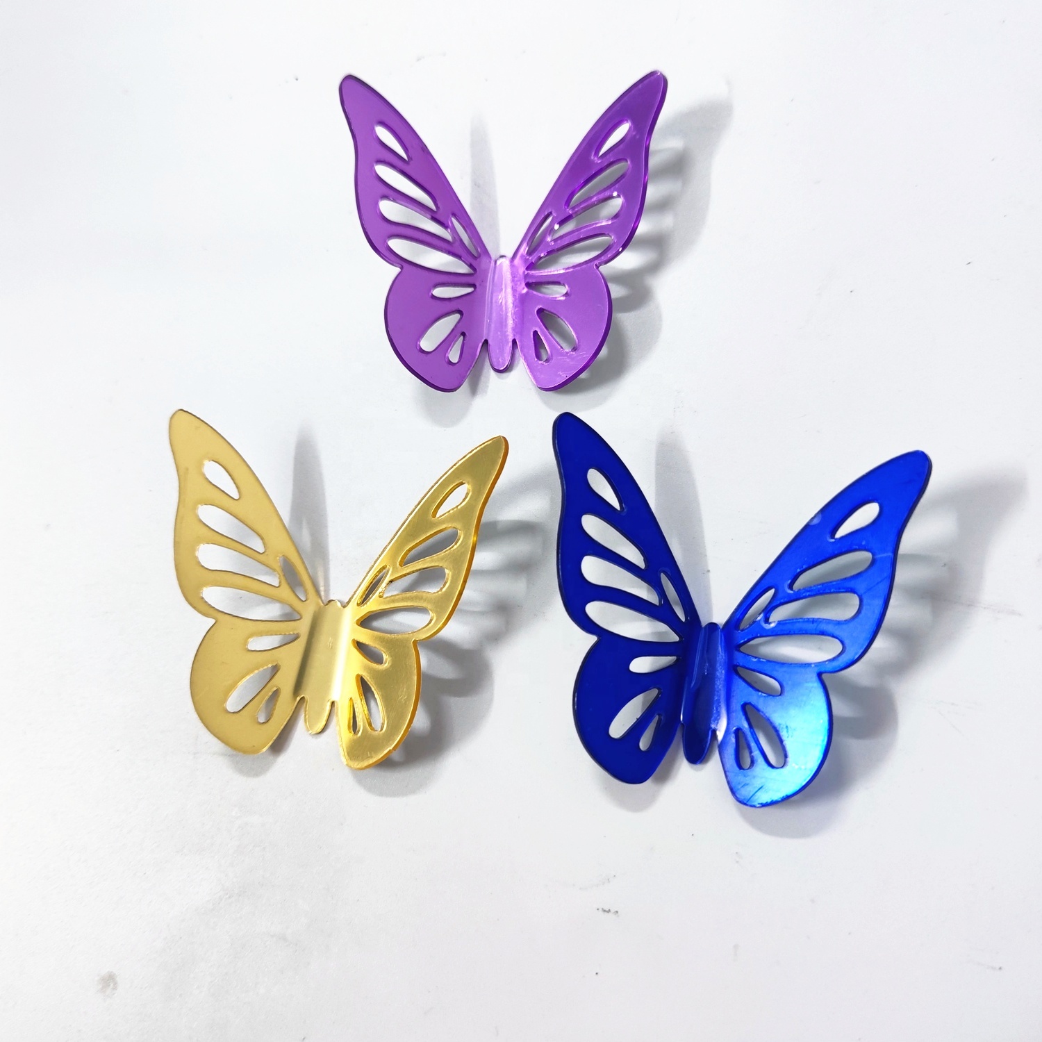 Custom DIY 3D Butterfly PMMA Acrylic Mirror Wall Stickers Self Adhesive Shatterproof Gold Silver Blue Purple Art Deco Home Wedding Wall Decor Wholesale