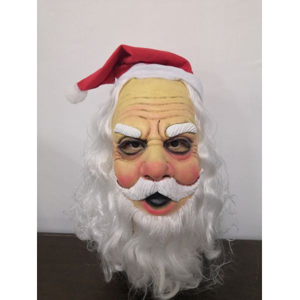 Realistic Santa Claus Mask Full Head Latex with Hat Beard Adult Christmas Cosplay Party Prop