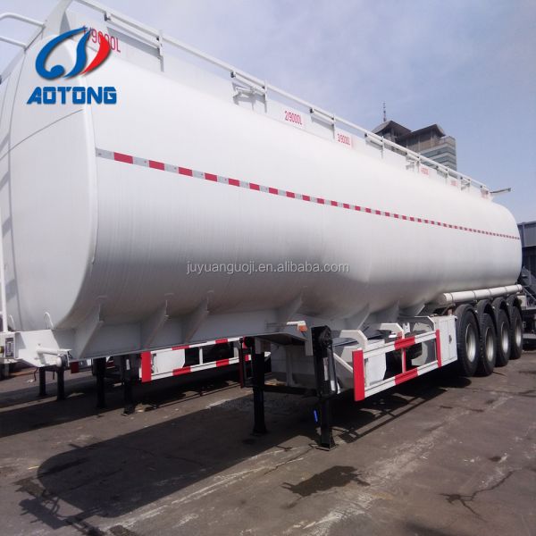 Cisterne à carburant/huile alimentaire Semi-remorque avec alliage d'aluminium 3 essieux réservoir cylindrique