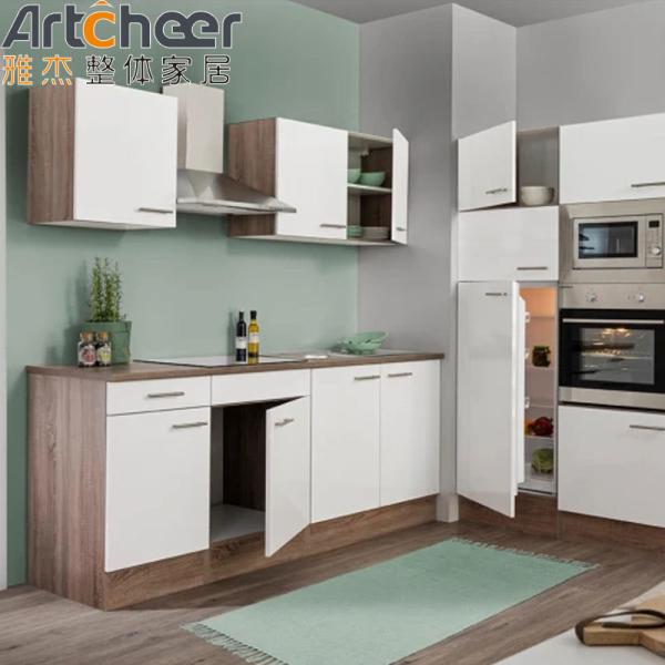 Material de porta MDF Gabinete de cozinha moderno com unidade de armário alto e acessórios de caixa de arroz