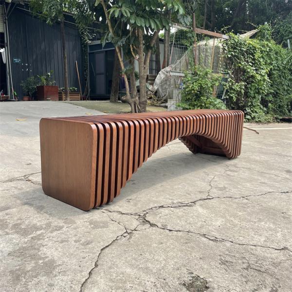 Sliced WPC Outdoor Metal Bench Begonia Wooden Waiting Room Benches