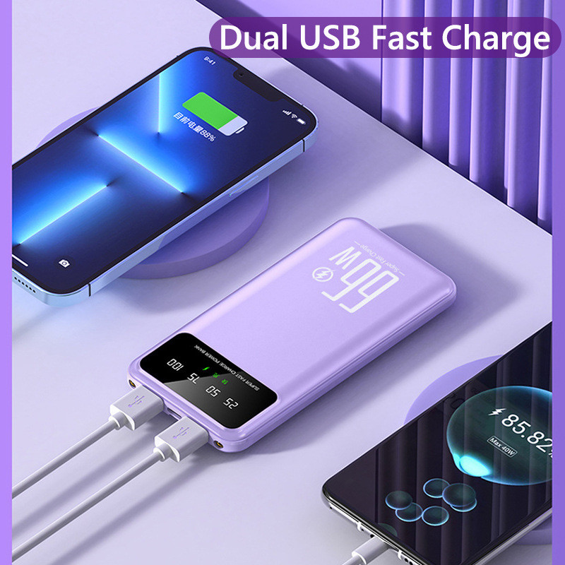 100 Вт 10000 мАч Мобильный телефон Power Bank 66 Вт LED Power Bank с защитой от перезарядки 2 А