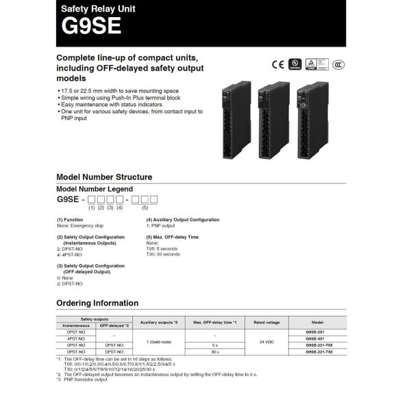 PLC G9se Series Omron G9se-401 Safety High Speed Control For Precision Automation