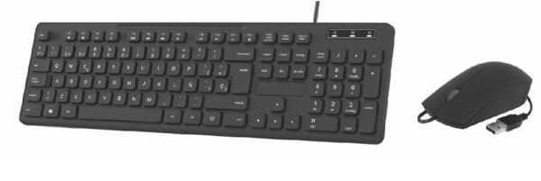 Wired Keyboard and Mouse Combo Black 24mm Thick Carbon Film Keys Keyboard 1200 DPI Resolution Plug And Play USB Interface