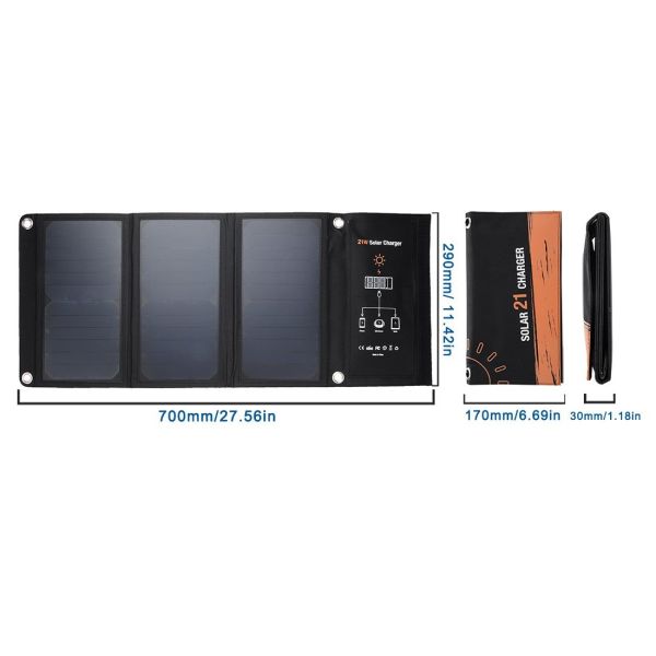 5mm Thickness Solar Powered Cell Phone Battery Charger 5V 21W Easy Cleaning