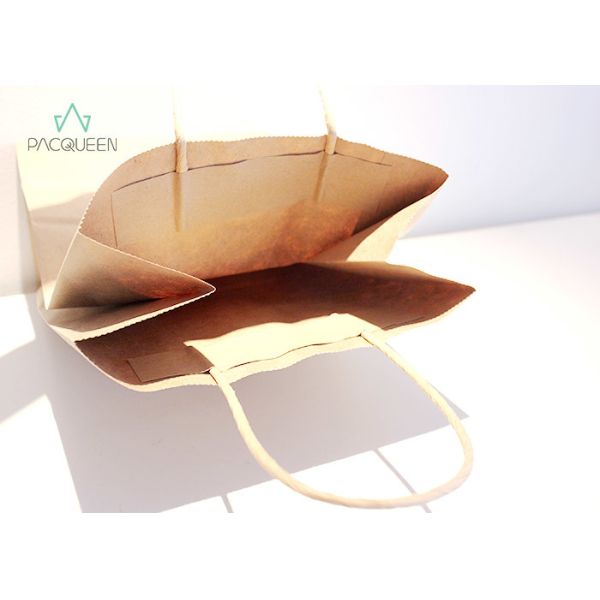 Full Coverage Takeaway Paper Bags Sturdy Handle For Coffee Packaging