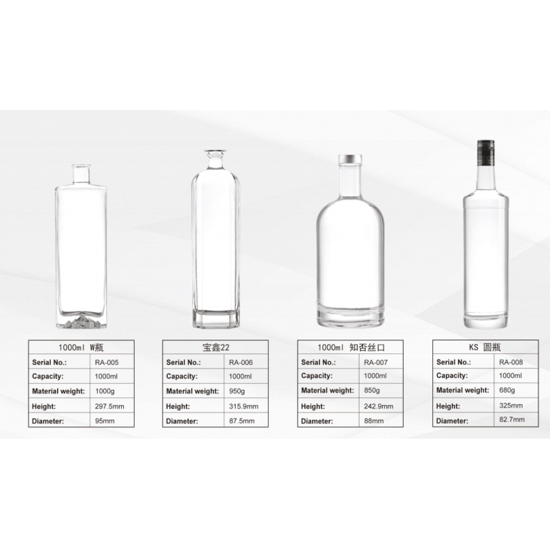 700ml 750ml 1000ml Spirit Glass Bottles with Decal Super Flint Glass Collar Material