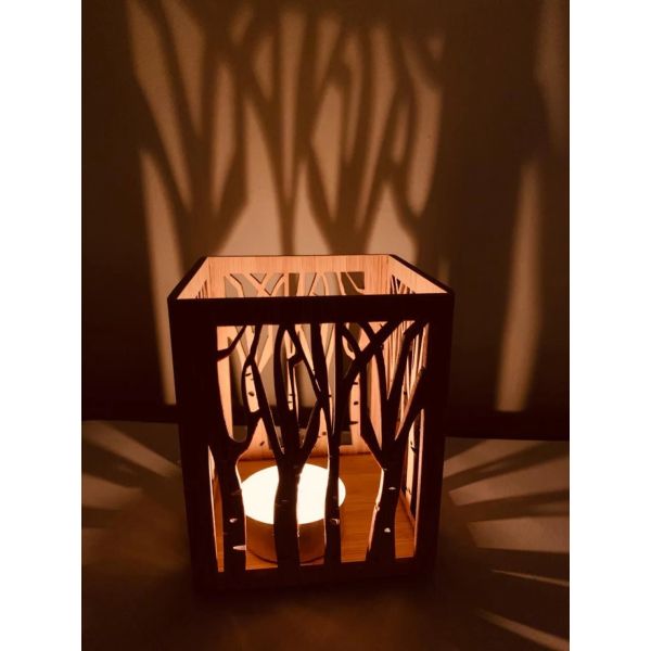 Wooden Plain Color Candle Lantern for Handmade Tea Light Holders in Laser Cut Design