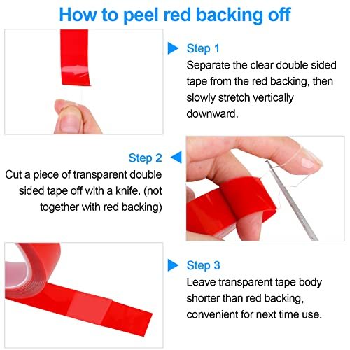2 Pack Heavy Duty Double Sided Mounting Tape 3/4\ Width Total 20 FT Clear Adhesive Waterproof Removable for Carpet Home Office