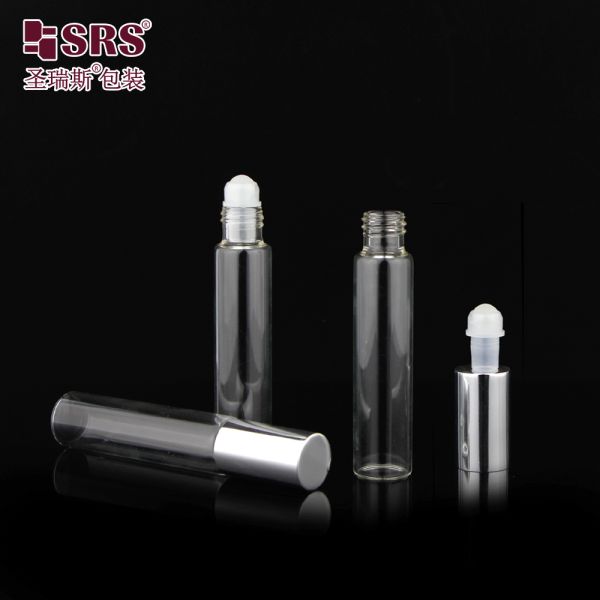 Essential Oil Perfume 10ml Tube Glass Roll on Bottle Steel Roller Ball Plastic Cap Cosmetic Packaging