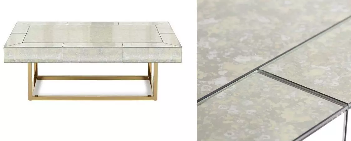 Mirror Furniture Metal Geometric Frame Coffee Table Console table with Stainless Steel Base