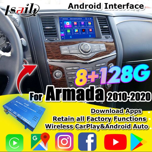 Lsailt 8G Smart Infotainment Module for Nissan Armada Patrol Support Headrest Screen, Wireless CarPlay , NetFlix