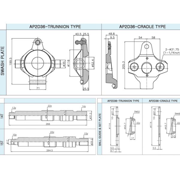 SK30SR CASE26 AP2D hydraulic pump parts For Mini Excavator