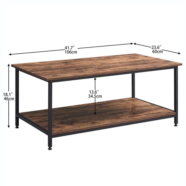 Modern MDF Wood Rectangle Metal Coffee Table For Living Room
