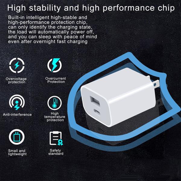 20W USB-C and USB-A GaN PD Charger with Cable