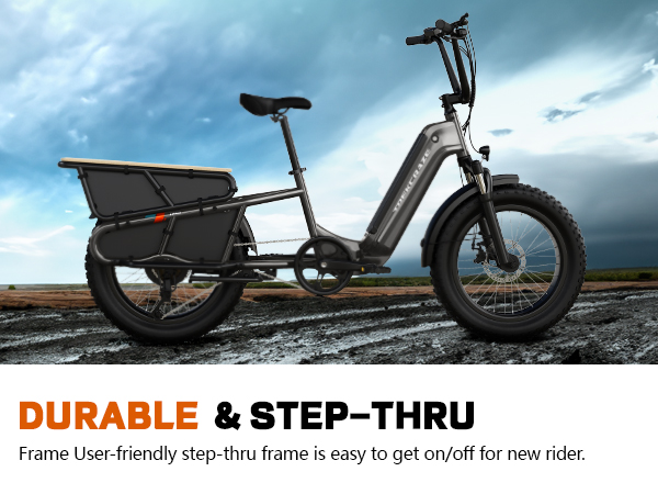 Safe Cargo E-bike 20inch Electric Cargo Bike 3.0 Fat Tire Bike 250W Front Suspension Electric Bike Moped-style Family Bike