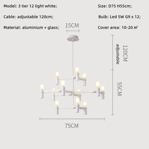 Crown Major Pendant lamp Nordic Tube chrome chandelier Crown Plana Mega Pendant(WH-AP-637)