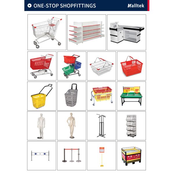 Тяжелый склад 5 колес Ручная толчка Металлический супермаркет Транспортная тележка